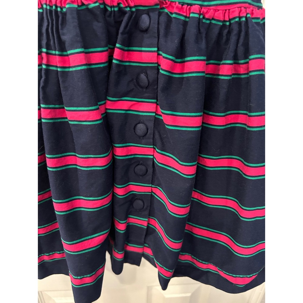 Ralph Lauren Dress‎ Navy Blue Pink Green Striped Button Back Fit Flare 4/4T Kids - Picture 4 of 7